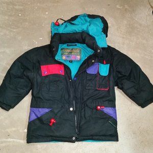 Vtg BRAMBILLA Kids Down Jacket Detachable Hood